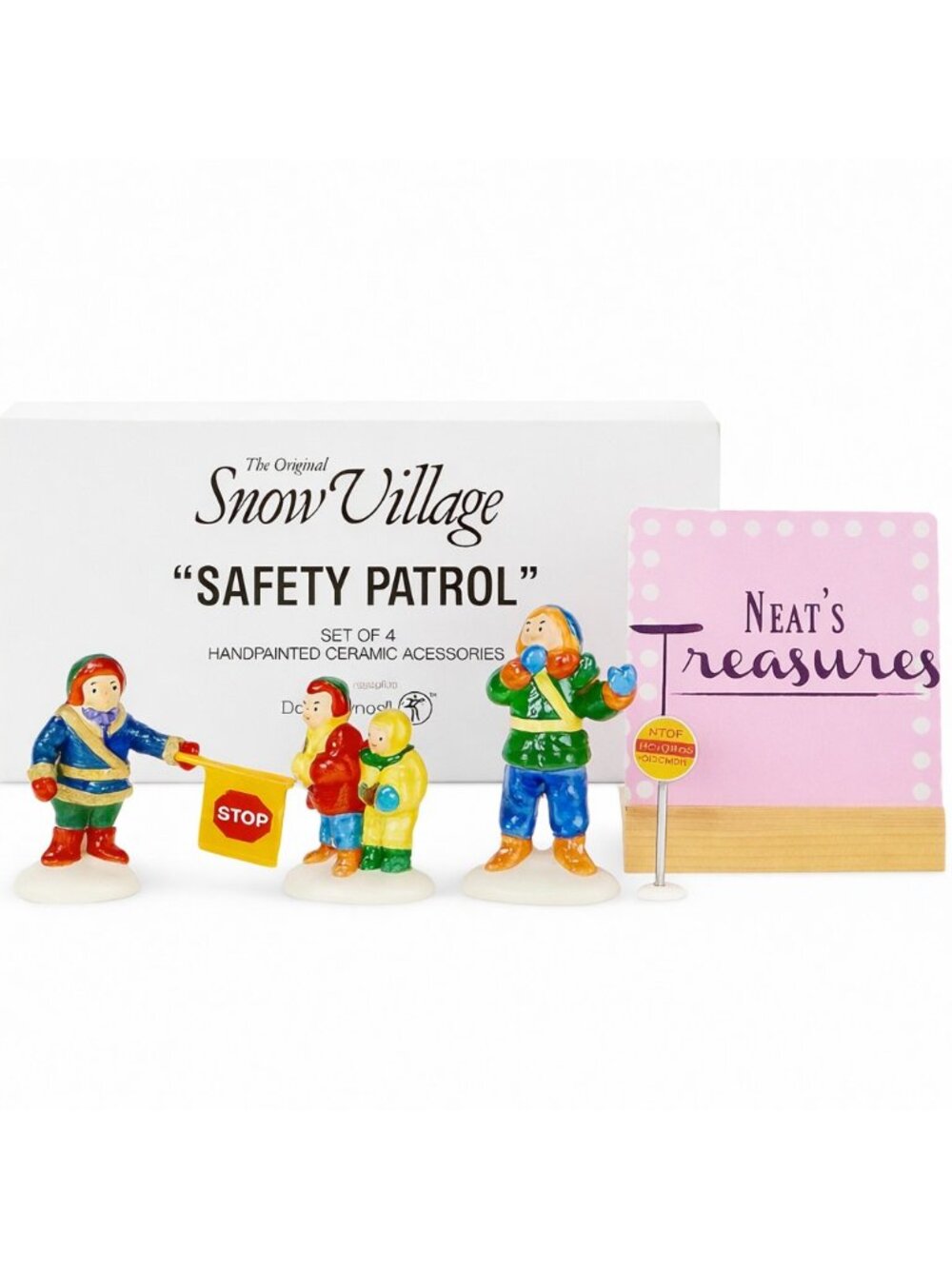 Department 56 THE ORIGINAL SNOW VILLGE SAFETY PATROL Ceramic Handpainted Set 4